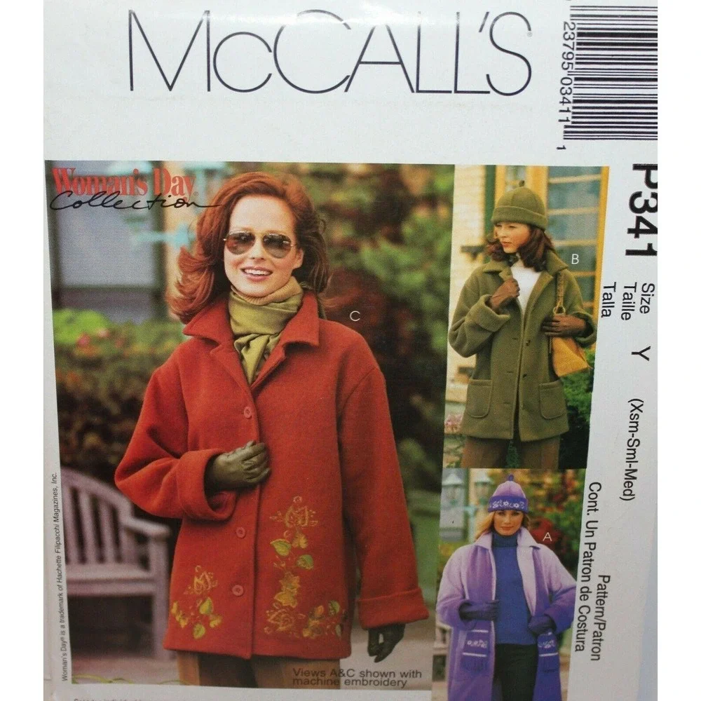 McCalls Sewing Pattern P341 Misses‎ Jacket Scarf Size XS-Med Petite